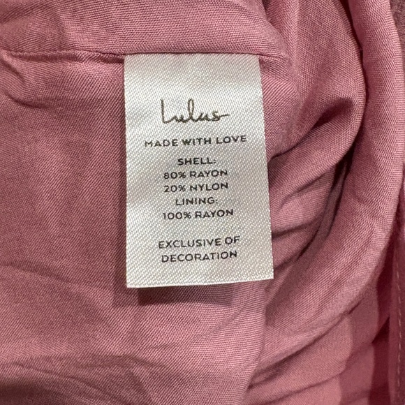 Lulu's Dusty Rose Crochet-Trim Puff Sleeve Mini Dress - Picture 7 of 11